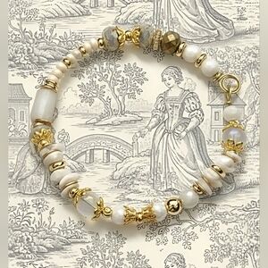 Mystic Moonstone In Delicate Feminine Dainty Gold Plated Bracelet